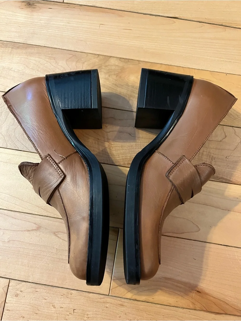 Bueno Ruth Pump Brown Leather Block Heel Loafer size 39 - Picture 3 of 8
